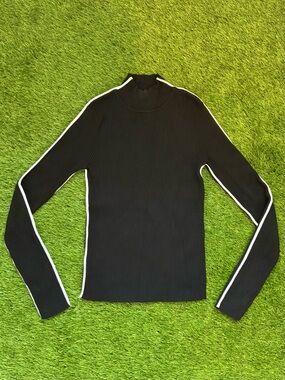 Zara Ribbed Mock Neck Sweater with Contrast Stripe Size Small